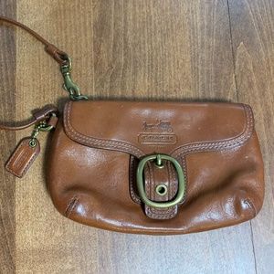 Coach wristlet, brown leather